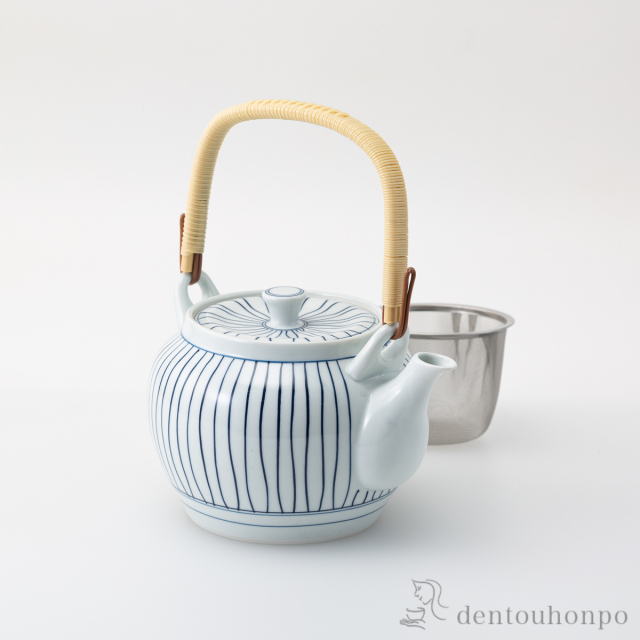 縞十草 MS8号土瓶≪在庫確認後、10~14営業日程で出荷予定≫ ( ポット どびん お茶 土瓶蒸し 和食器 波佐見焼 )