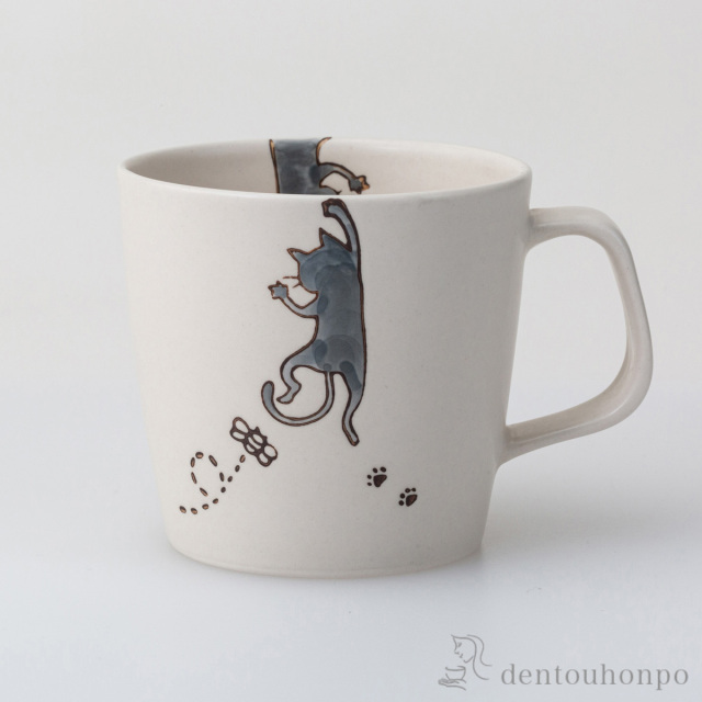 neko マグカップ 灰≪在庫確認後、7営業日程で出荷≫ ( プレゼント 猫 マグ ネコ 猫モチーフ 波佐見焼 )