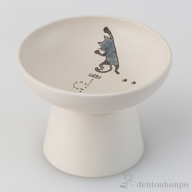 【送料無料】猫用 フードボウル 灰≪在庫確認後、7営業日程で出荷≫ ( 猫用 犬用 ネコ 猫 ペット用品 波佐見焼 )