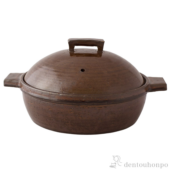 【送料無料】ビストロ蒸し鍋 アメ 小（2~3人用） レシピ・陶製すのこ（蒸し鍋）・トング付き≪約1年で出荷予定≫ ( 長谷園 手作り 炊飯 ごはん おかゆ おすすめ 伊賀焼 )