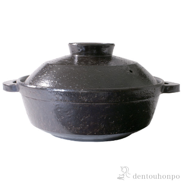【送料無料】ヘルシー蒸し鍋 IH対応 黒釉 大（3~5人用） レシピ・陶製すのこ（蒸し鍋用）・トング付≪在庫確認後、1~3営業日で出荷≫ ( 長谷園 手作り 炊飯 ごはん おかゆ おすすめ 伊賀焼 )