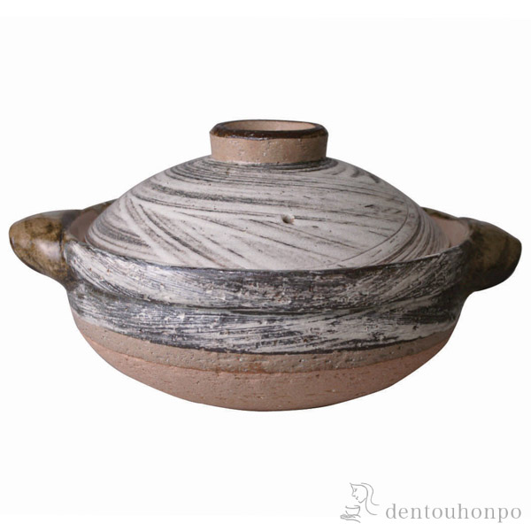 【送料無料】伊賀土鍋　 刷毛目　 中（2~4人用）≪12月下旬 入荷予定≫ ( 長谷園 お鍋 土鍋 鍋料理 日本製 2人用 3人用 伊賀焼 )