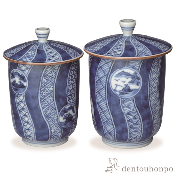 【送料無料】蓋付組湯呑 丸紋祥瑞 ペア≪在庫確認後、1~3営業日で出荷≫ ( 名入れ有料 母の日 プレゼント 初任給 湯呑み 湯のみ セット 湯飲み おすすめ セット 清水焼 京焼 )