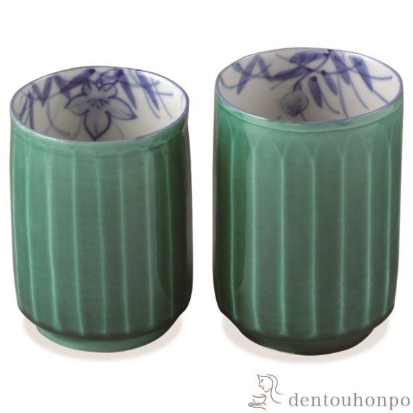 【送料無料】組湯呑 青交趾ソギ ペア≪注文後に商品取り寄せ、後日納期連絡致します≫ ( 母の日 プレゼント 初任給 湯呑み 湯のみ セット 湯飲み おすすめ セット 清水焼 京焼 )