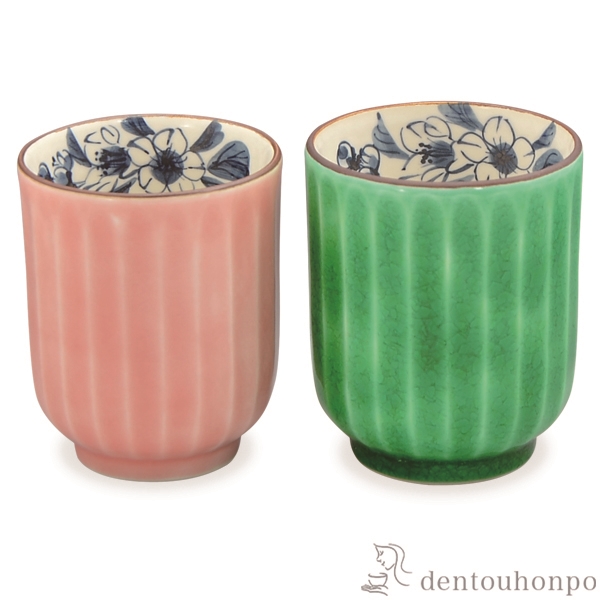 【送料無料】組湯呑 交趾さくら ペア≪在庫確認後、1~3営業日で出荷≫ ( 母の日 プレゼント 初任給 湯呑み 湯のみ セット 湯飲み おすすめ セット 清水焼 京焼 )