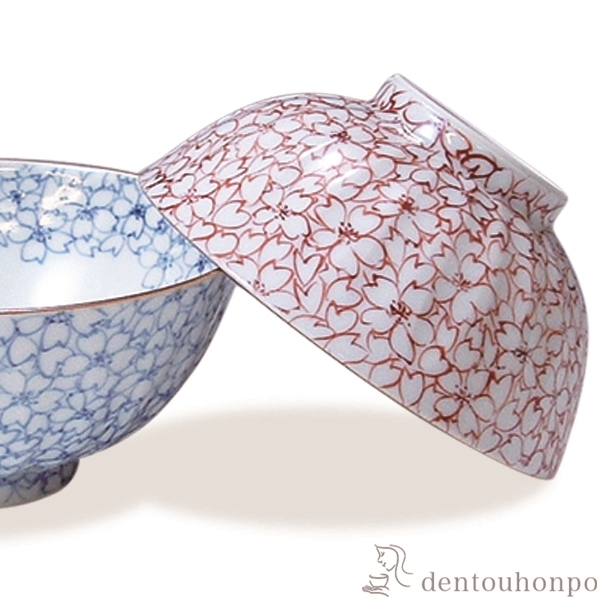 送料無料】 組飯碗 染赤桜詰 ペア / ギフト プレゼント ご飯茶碗 結婚