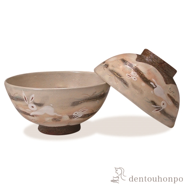 組飯碗 うさぎ ペア≪在庫確認後、1~3営業日で出荷≫ ( 名入れ有料 母の日 プレゼント 初任給 ギフト プレゼント ご飯茶碗 結婚祝い おすすめ セット 清水焼 京焼 )