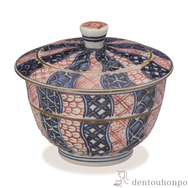 送料無料】 蓋付お茶呑茶碗 染赤捻祥瑞 5客セット / 茶器セット 急須