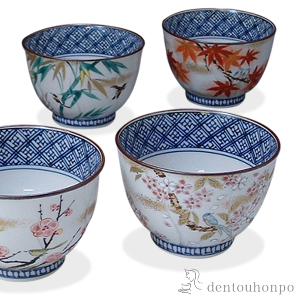 送料無料】 お茶呑茶碗 彩花鳥 5客セット / 茶器セット 急須 湯呑み