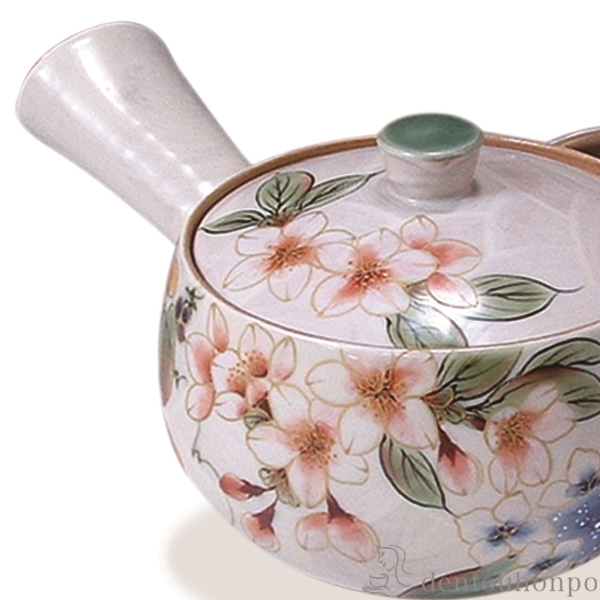 白掛彩草花急須　陶葊 白掛彩草花急須 陶あん - 京焼清水焼 松韻堂