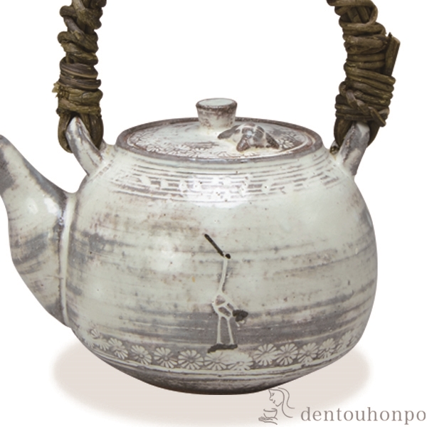 送料無料】 土瓶 粉引鶴亀 / ポット どびん お茶 土瓶蒸し 和