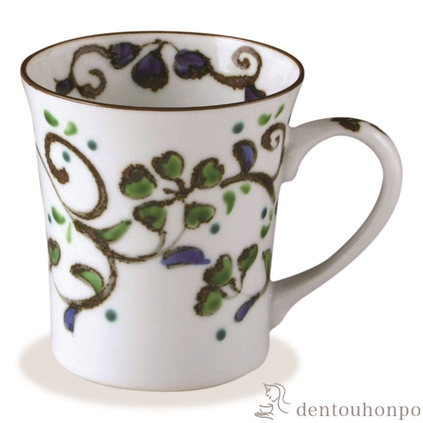 【送料無料】マグカップ 花唐草 緑≪在庫確認後、1~3営業日で出荷≫ ( 名入れ有料 母の日 プレゼント 初任給 プレゼント デザイン マグ オリジナル タンブラー 清水焼 京焼 )