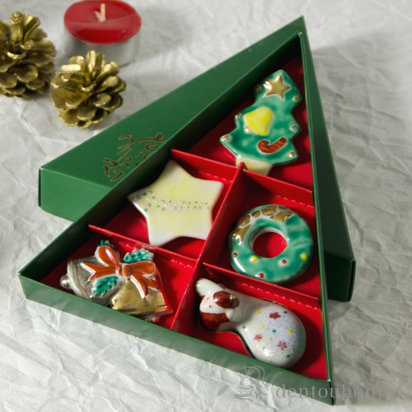 【送料無料】箸置セット 京のクリスマス 5個セット≪在庫確認後、1~3営業日で出荷≫ ( ギフト セット 結婚祝い お店 人気 清水焼 京焼 )