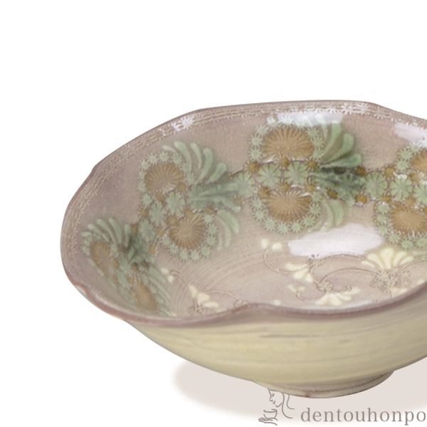 送料無料】 輪花楕円鉢 紫翠紋 / 和食 食器 おつまみ 朝食 煮物 清水焼