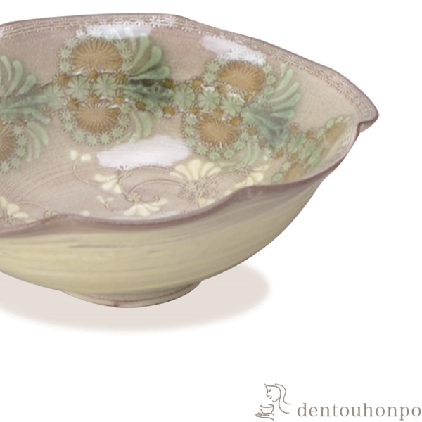 送料無料】 輪花楕円鉢 紫翠紋 / 和食 食器 おつまみ 朝食 煮物 清水焼