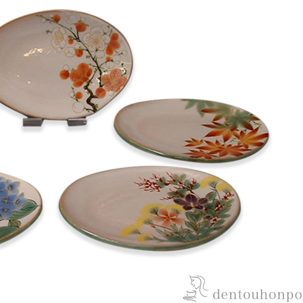 京焼 陶葊 31cm✕21cm 桜 山葡萄 桔梗 石蕗の花 楕円 皿 飾皿 京焼 陶葊 31cm✕21cm 桜 山葡萄 桔梗 石蕗の花 楕円 皿 飾