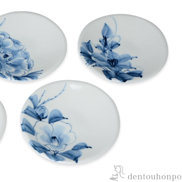 京焼　陶庵　台付小皿5点セット 京焼陶庵台付小皿5点セット