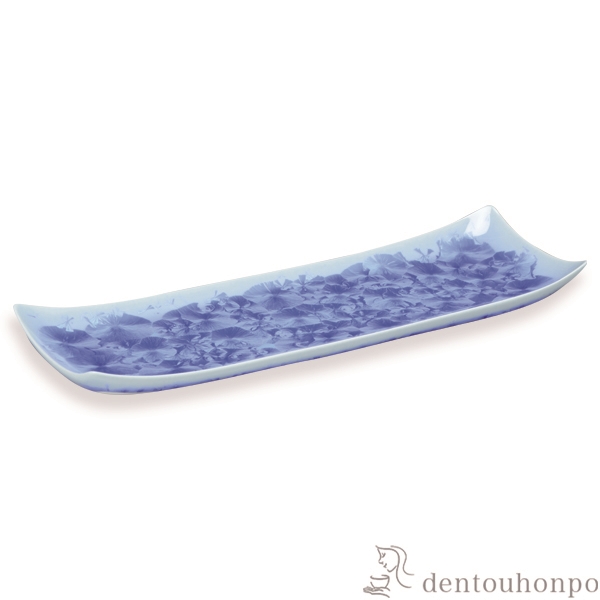 【送料無料】長皿 花結晶 青≪在庫確認後、1~3営業日で出荷≫ ( 名入れ有料 母の日 プレゼント 初任給 角皿 長皿 焼き魚 さんま おしゃれ 清水焼 京焼 )
