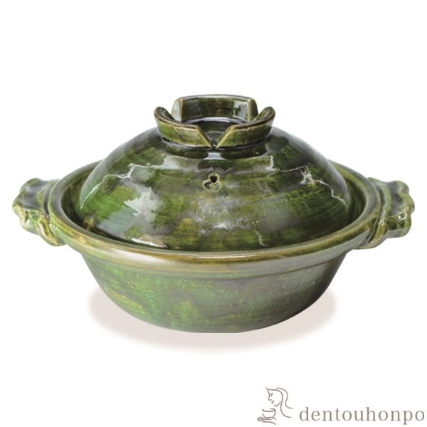 【送料無料】八号京鍋 緑釉≪在庫確認後、1~3営業日で出荷≫ ( 手作り 炊飯 ごはん おかゆ おすすめ 清水焼 京焼 )