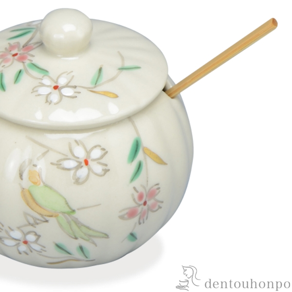 送料無料】 薬味入 花丸花鳥 竹匙 / 薬味入れ 卓上 調味料ケース