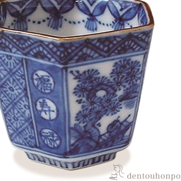 朱塗 祥瑞蒔絵 盃 酒器 ぐい呑 送料無料】 (六角)ぐい呑 祥瑞山水 / ぐいのみ 盃 酒器 セット 日本酒
