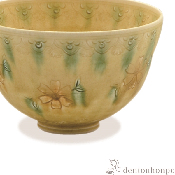送料無料】 抹茶碗 釉彩花三島 / 抹茶碗 茶道具 茶器 お稽古用 抹茶