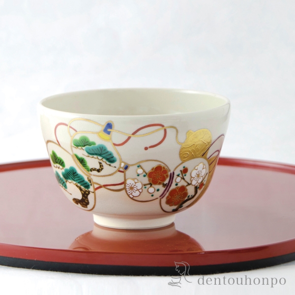 【送料無料】抹茶碗 金彩六瓢≪在庫確認後、1~3営業日で出荷≫ ( 名入れ有料 母の日 プレゼント 初任給 抹茶碗 茶道具 茶器 お稽古用 抹茶 清水焼 京焼 )