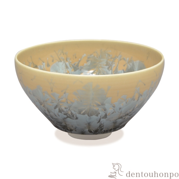 【送料無料】抹茶碗 花結晶 灰青≪在庫確認後、1~3営業日で出荷≫ ( 名入れ有料 母の日 プレゼント 初任給 抹茶碗 茶道具 茶器 お稽古用 抹茶 清水焼 京焼 )