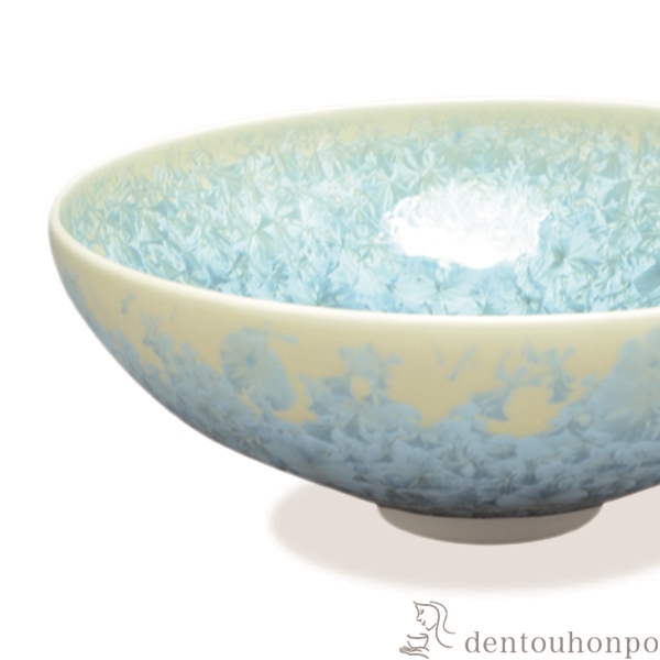 送料無料】 平茶碗 花結晶 縹 / 抹茶碗 茶道具 茶器 お稽古用 抹茶