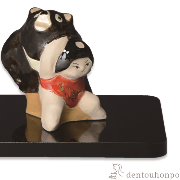 名入れ木札無料】 【送料無料】 置物 熊に金太郎 小 塗台付 / 五月人形