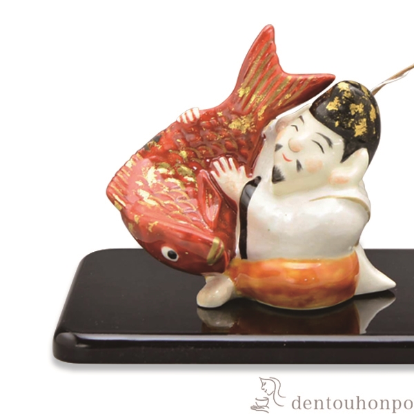 送料無料】 置物 えびす鯛 台付 / 恵比寿 大黒 宝船 置物 幸運 清水焼 