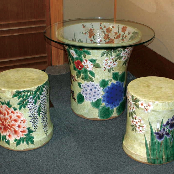 送料無料】 スツール A 四季草花 1個 / ファニチャー 屋外 アウトドア