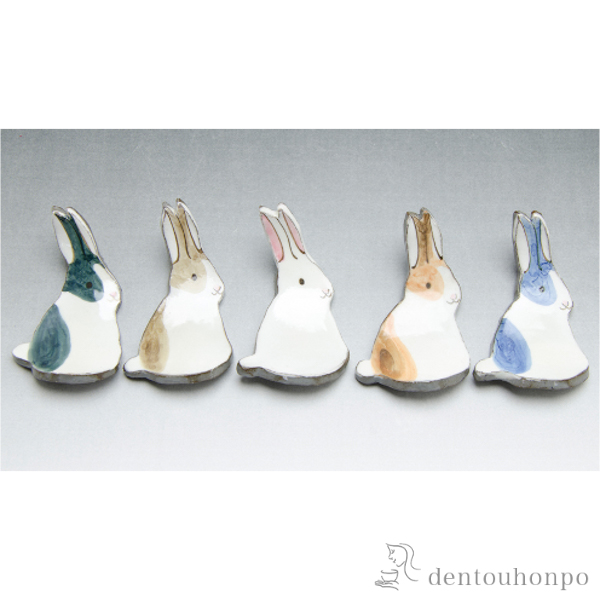 【送料無料】箸置 福うさぎ ５種≪在庫確認後、1~3営業日で出荷≫ ( ギフト セット 結婚祝い お店 人気 清水焼 京焼 )