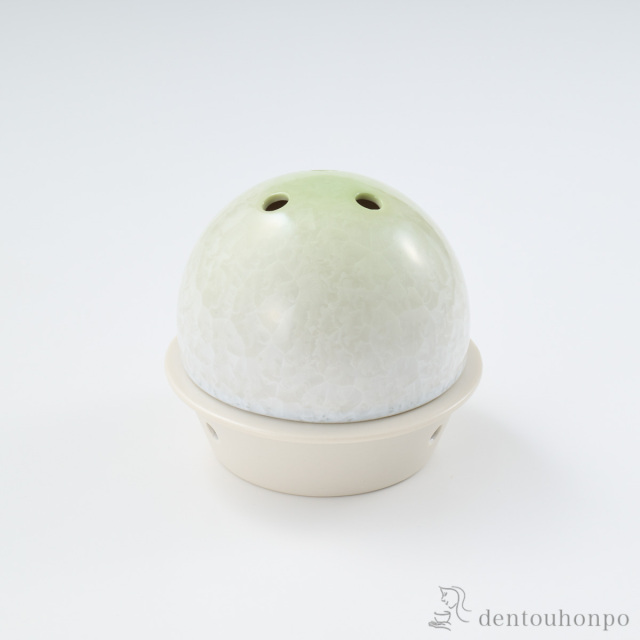 【送料無料】京 ごおり 白地緑 香立て付≪在庫確認後、1~3営業日で出荷≫ ( お香立て インセンス インテリア 雑貨 香皿 清水焼 京焼 )