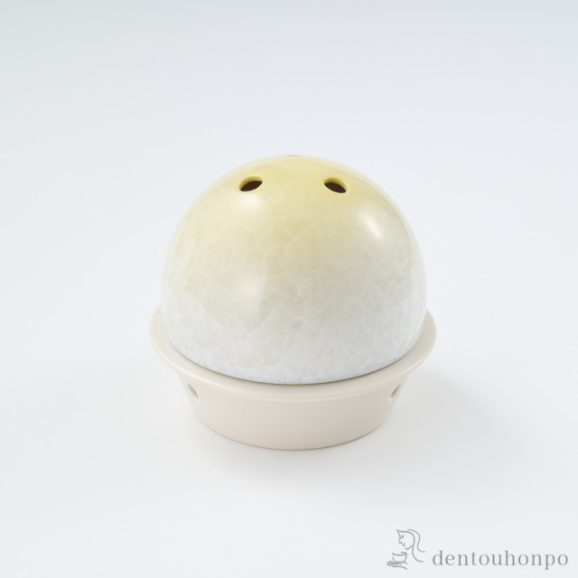 【送料無料】京 ごおり 白地黄 香立て付≪在庫確認後、1~3営業日で出荷≫ ( お香立て インセンス インテリア 雑貨 香皿 清水焼 京焼 )