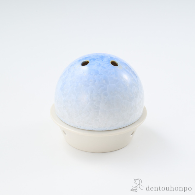 【送料無料】京 ごおり 白地青 香立て付≪在庫確認後、1~3営業日で出荷≫ ( お香立て インセンス インテリア 雑貨 香皿 清水焼 京焼 )