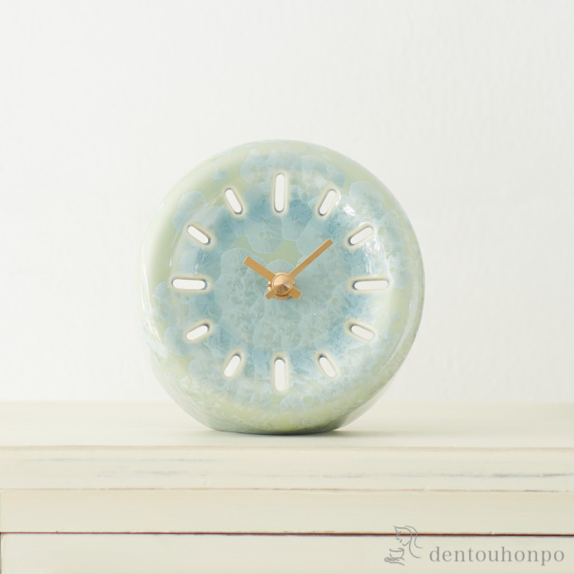 【送料無料】京 とけい table 緑≪在庫確認後、1~3営業日で出荷≫ ( 置時計 置き時計 アクセサリー パソコンデスク 人気 清水焼 京焼 )