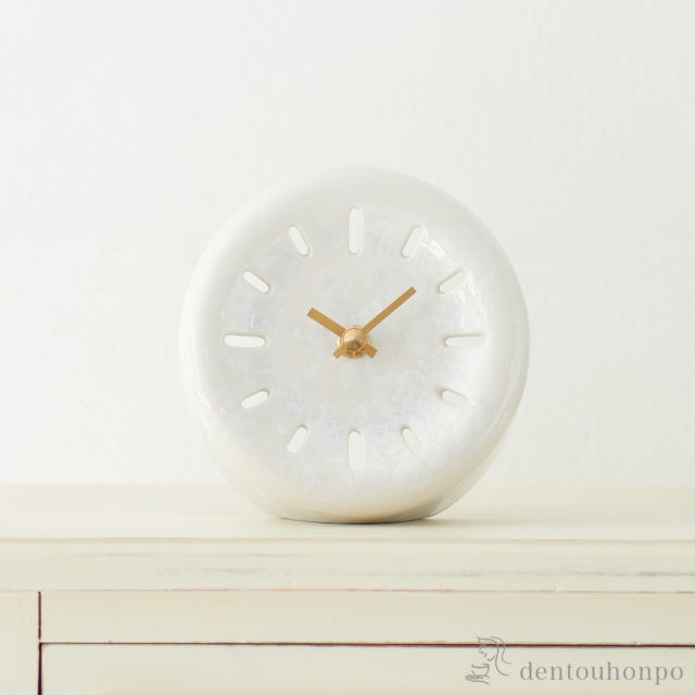 【送料無料】京 とけい table 白≪在庫確認後、1~3営業日で出荷≫ ( 置時計 置き時計 アクセサリー パソコンデスク 人気 清水焼 京焼 )