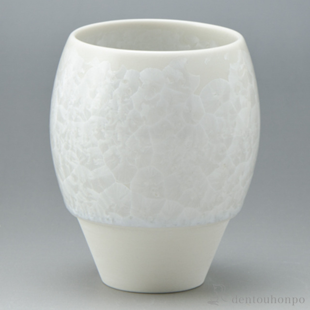 【送料無料】カップ 花結晶 白≪在庫確認後、1~3営業日で出荷≫ ( 焼酎グラス ビアカップ ビールグラス フリーカップ グラス 清水焼 京焼 )