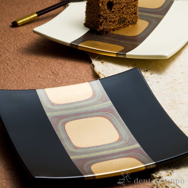 【送料無料】古代箔 スクエアプレート 黒 L≪在庫確認後、1~3営業日で出荷≫ ( 箔一 セット おつまみ 料理 和食 洋食 金沢金箔 )