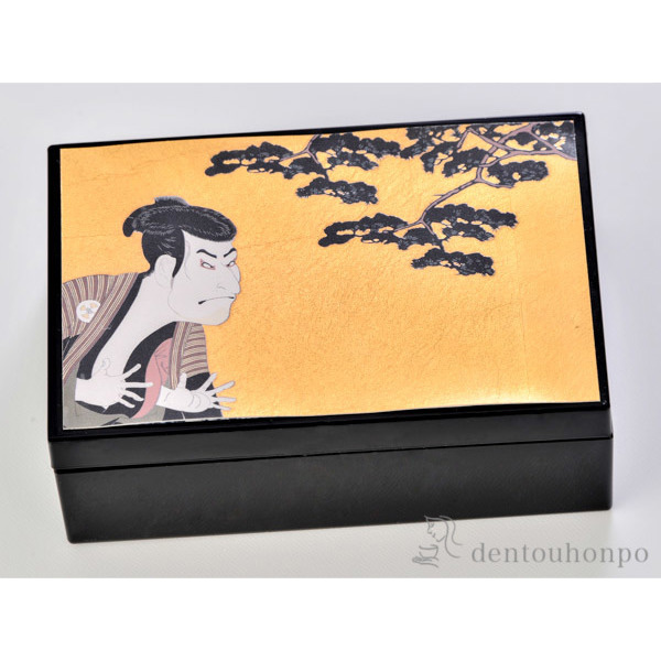 浮世絵 箔アクセサリーBOX 奴に松≪在庫確認後、1~3営業日で出荷≫ ( 箔一 父の日 プレゼント 初任給 アクセサリー入れ 収納ボックス ケース BOX 宝物 金沢金箔 )