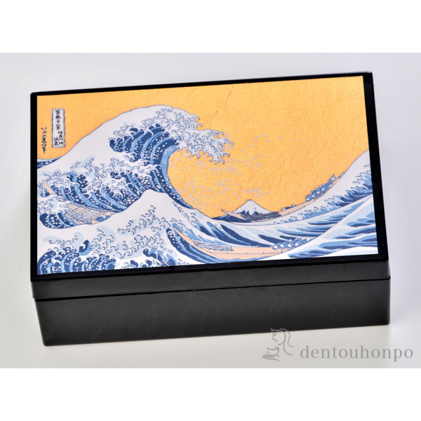 浮世絵 箔アクセサリーBOX 波≪在庫確認後、1~3営業日で出荷≫ ( 箔一 アクセサリー入れ 収納ボックス ケース BOX 宝物 金沢金箔 )