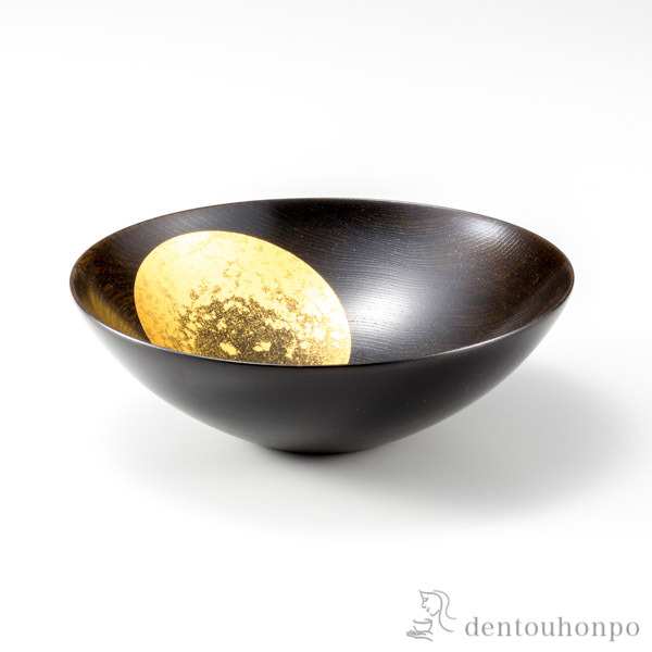 【送料無料】おぼろ月ボウル 漆 6号≪売り切れました≫ ( 箔一 母の日 プレゼント 初任給 和食 セット おつまみ 朝食 煮物 金沢金箔 )