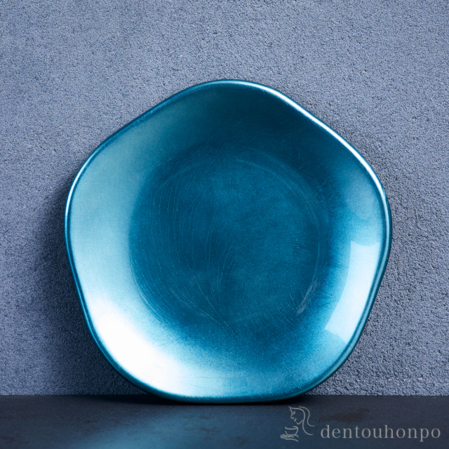 【送料無料】KAGA SHIKISAI FLOWER PLATE WATER BLUE≪在庫確認後、1~3営業日で出荷≫ ( 箔一 父の日 プレゼント 初任給 プレート 醤油皿 豆皿 和食 洋食 金沢金箔 )