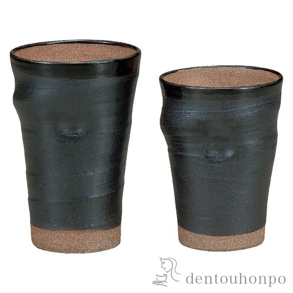 九谷焼 ペアビアカップ 黒釉焼〆≪在庫確認後、通常即日で出荷≫ ( 和窯 awatana タンブラー 陶器 ビアカップ お祝い 人気 セット 九谷焼 )