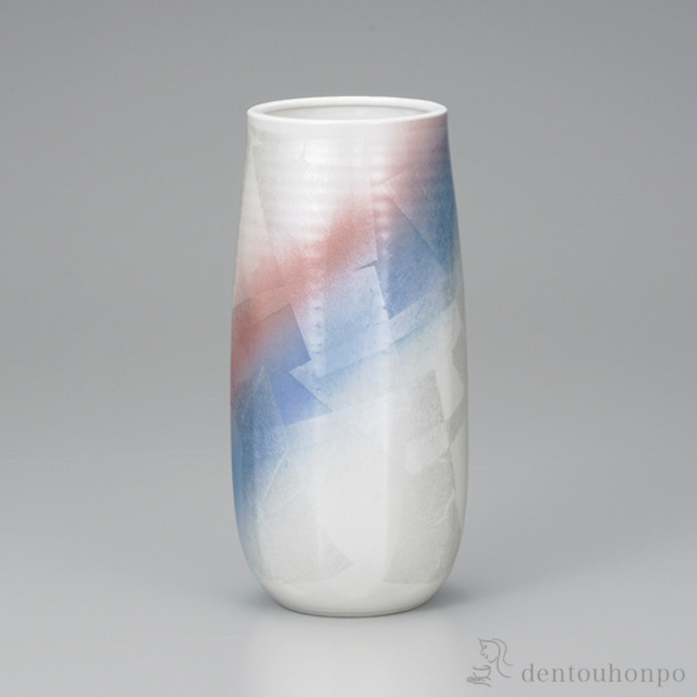 【送料無料】花瓶 銀彩ひびき 8.5号≪在庫確認後、1~3営業日で出荷≫ ( 木札名入れ有料 ガラス フラワーベース 花器 一輪挿し おすすめ 九谷焼 )