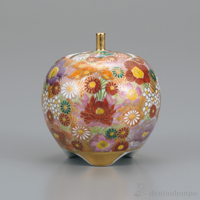 【送料無料】香炉 金花詰 3号≪在庫確認後、1~3営業日で出荷≫ ( 木箱名入れ有料 お香 線香 リラックス 仏具 人気 九谷焼 )