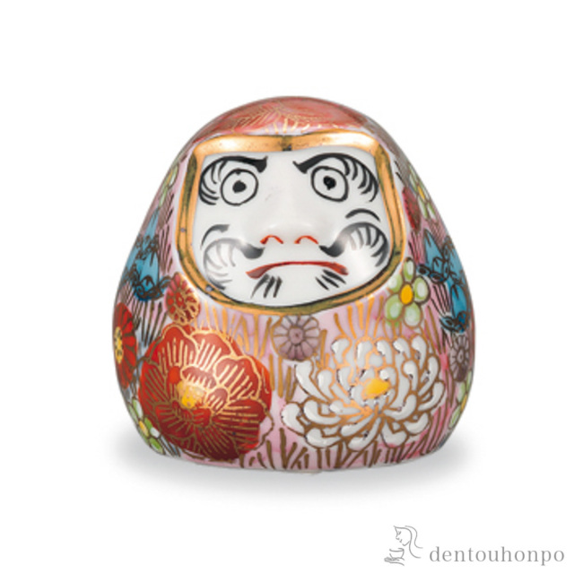 【送料無料】置物 ダルマ 花詰 ピンク≪在庫確認後、1~3営業日で出荷≫ ( 置物 幸運 風水 縁起物 人気 九谷焼 )