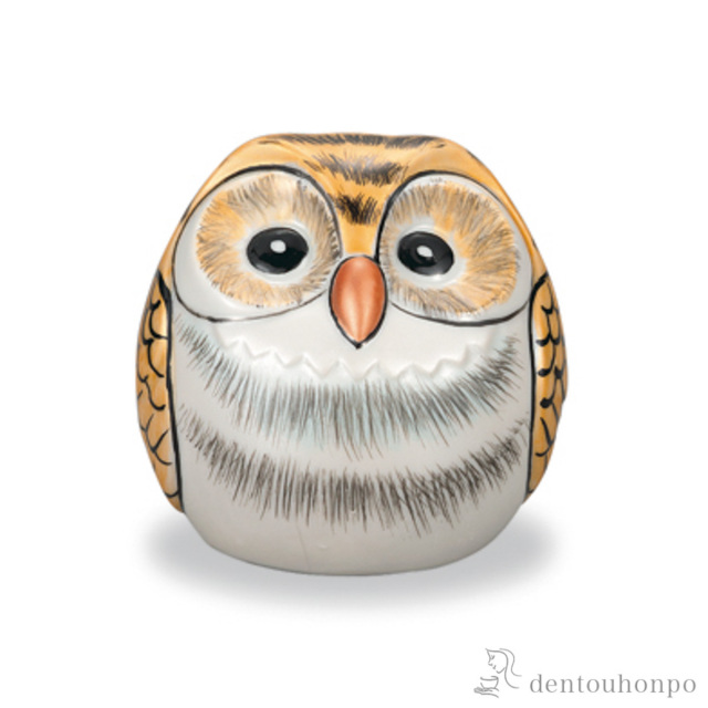 【送料無料】丸形ふくろう 金釉彩 2.3号≪在庫確認後、1~3営業日で出荷≫ ( 木札名入れ有料 フクロウ 置物 玄関 風水 小物 九谷焼 )