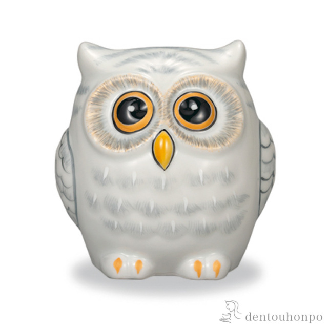 ふくろう 白盛彩 3.3号 / フクロウ 置物 玄関 風水 小物 九谷焼 ≪在庫